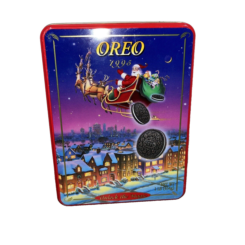 Oreo Cookie Vintage 1995 Tin Commemorative Christmas Limited‎ Edition *EMPTY*